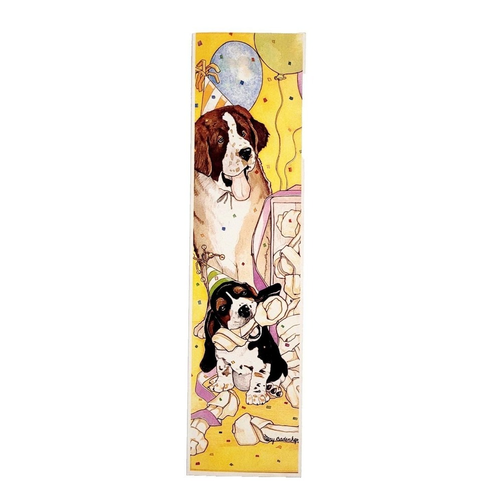 Vintage 80s Dog Party Bookmark North Shore Animal League Mary Badenhop Pipsqueak